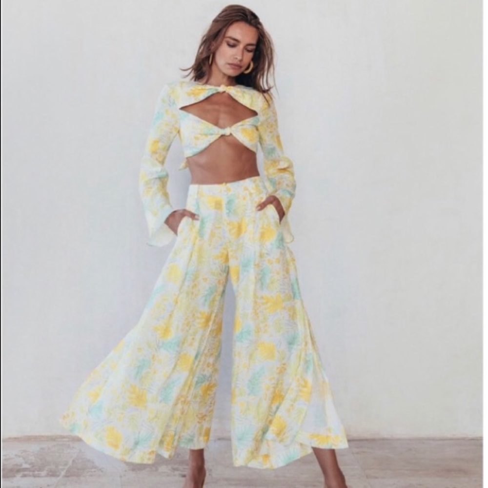 Cult Gaia Maia Floral Linen Pants